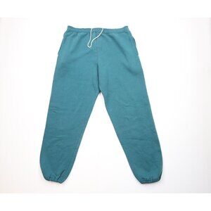Vtg 90s Streetwear Mens XL Faded Blank Heavyweight Sweatpants Joggers Teal USA